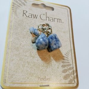 Raw Charm Blue Gold Speckled Pendant NEW